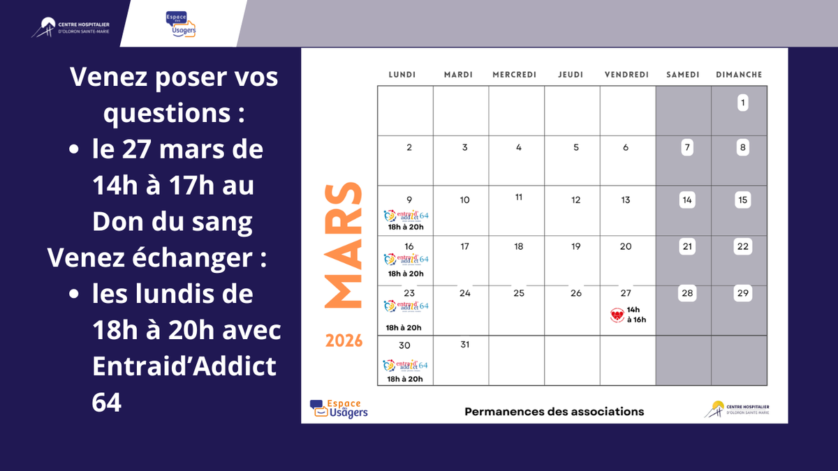 Permanences des associations à l'Espace des Usagers
